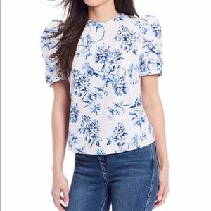 ISO Antonio Melani Born on Fifth, Denni Floral Print Poplin Puffed Sleeve Blouse